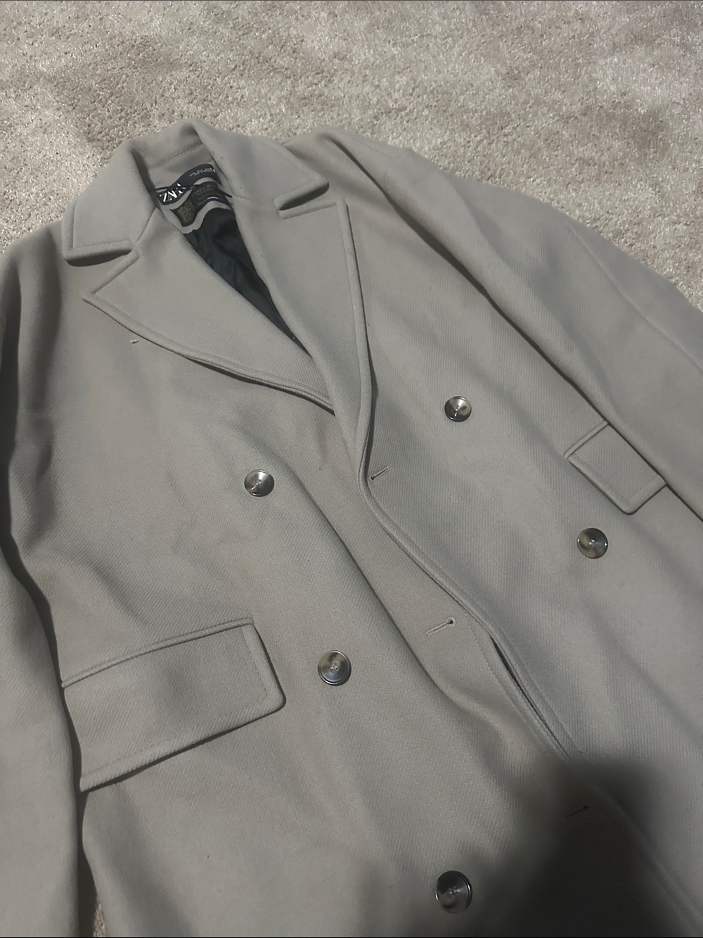 Zara Oversized Beige Wool Double-Coat - Picture 4 of 7